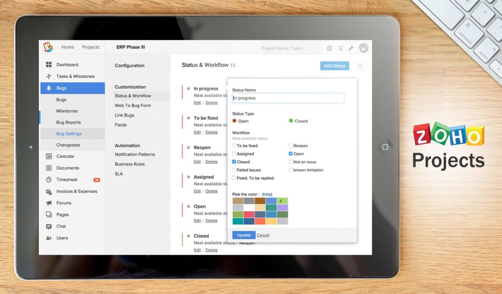 zoho projects dashboard