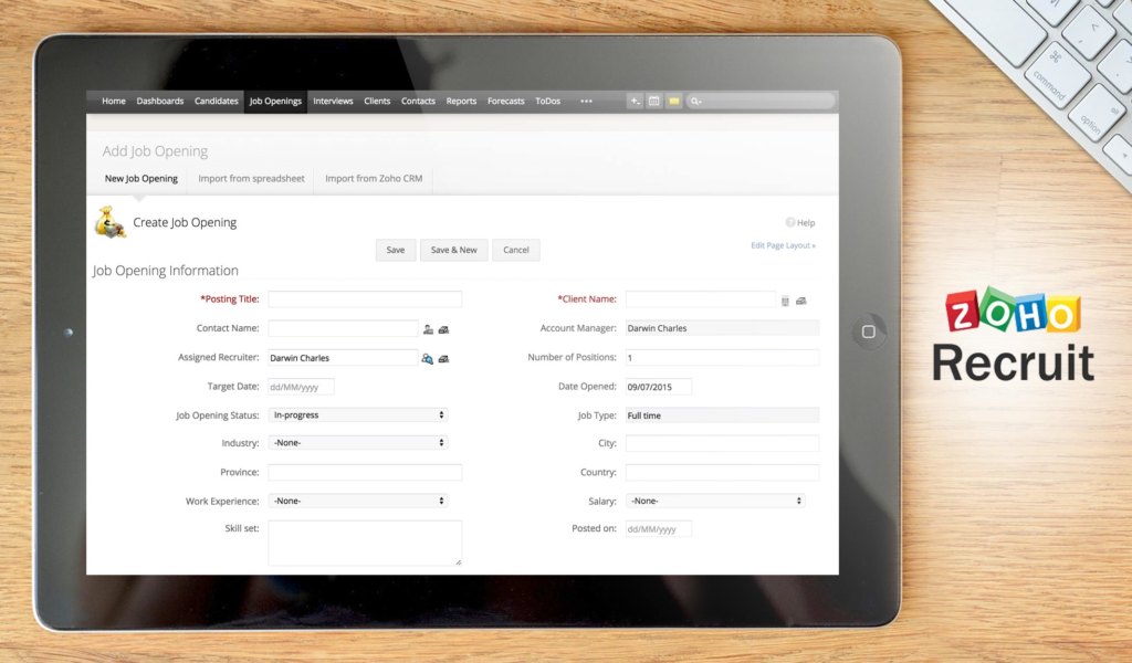 zoho recruit dashboard example