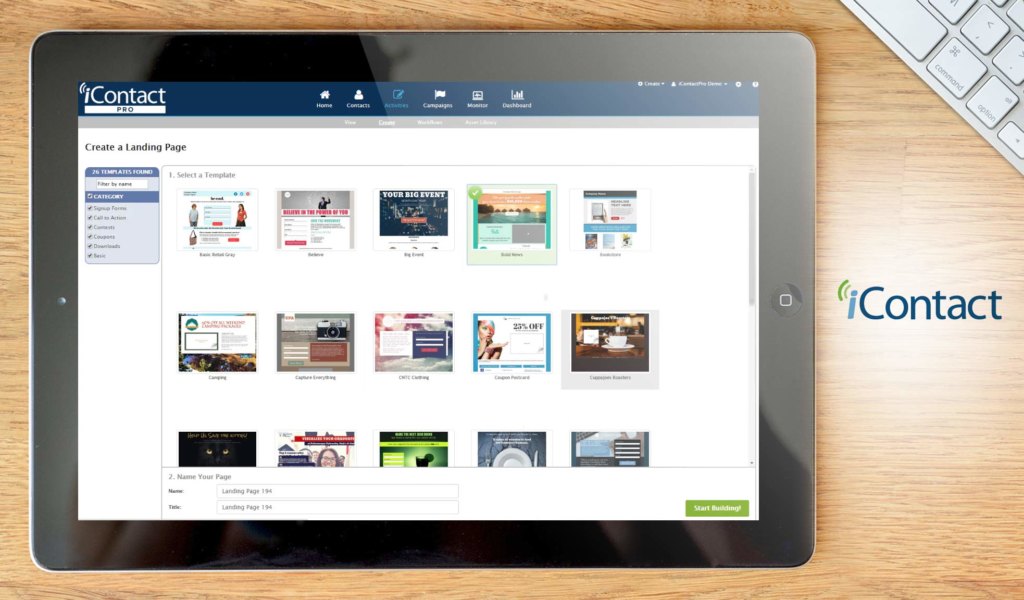 icontact dashboard example