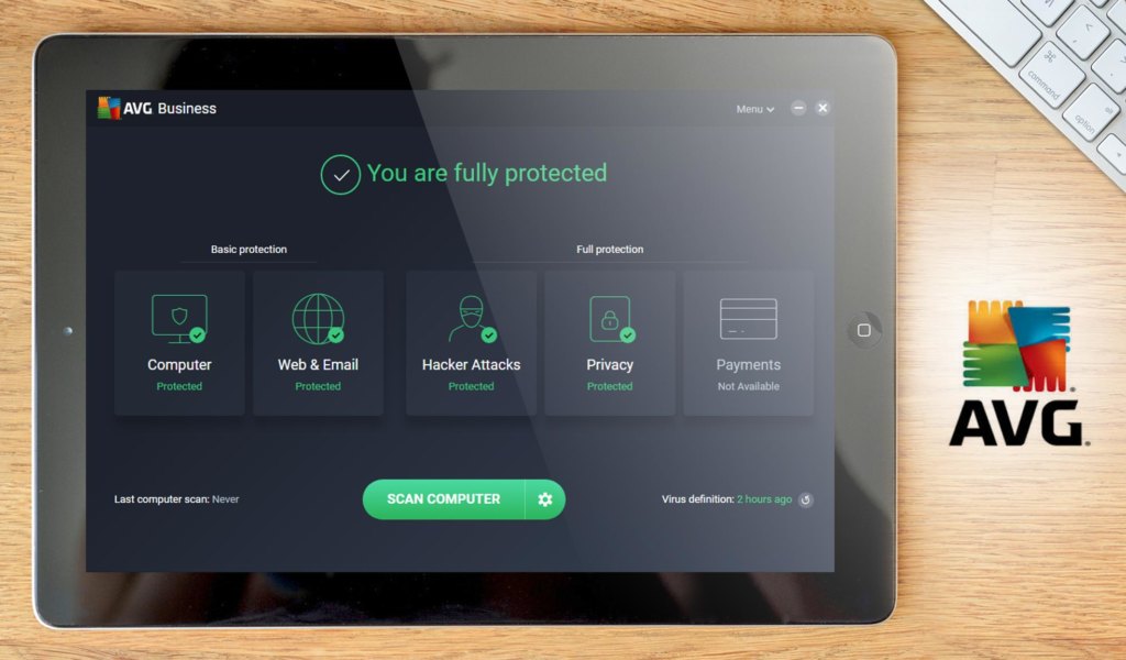 AVG AntiVirus Business Edition dashboard example
