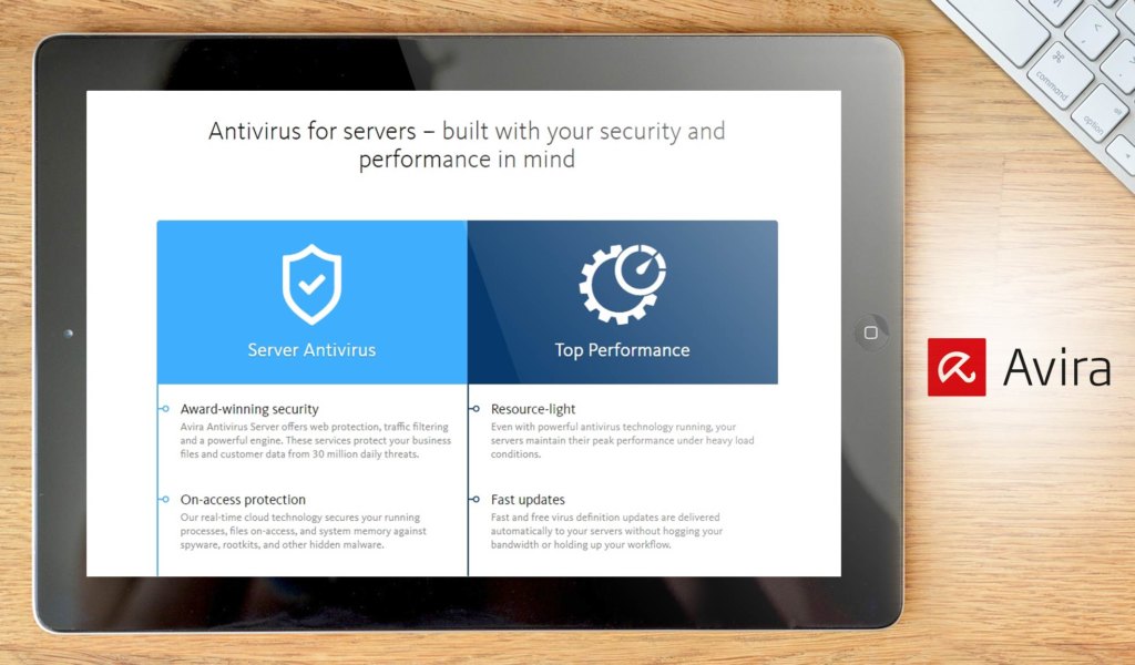 Avira Antivirus Server dashboard example