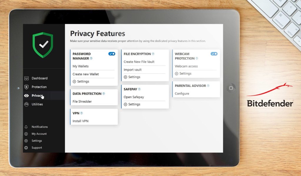 Bitdefender dashboard example