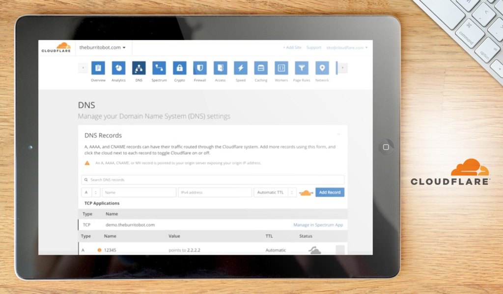 Cloudflare dashboard example