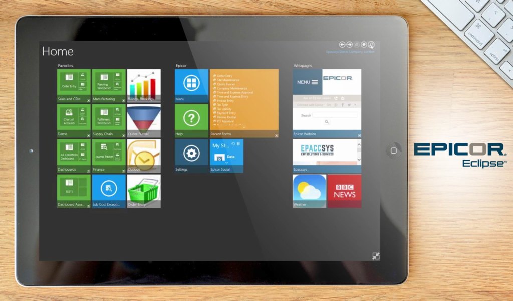 Epicor ERP dashboard