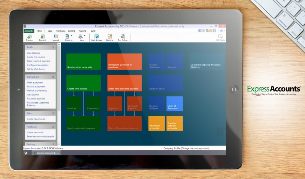 Express Accounts dashboard example