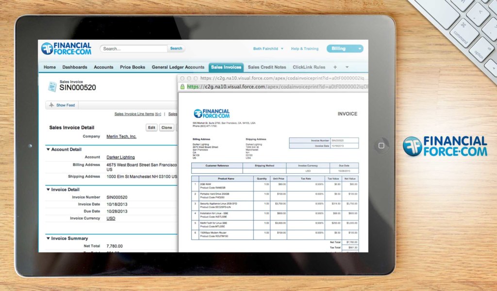 FinancialForce Accounting dashboard example