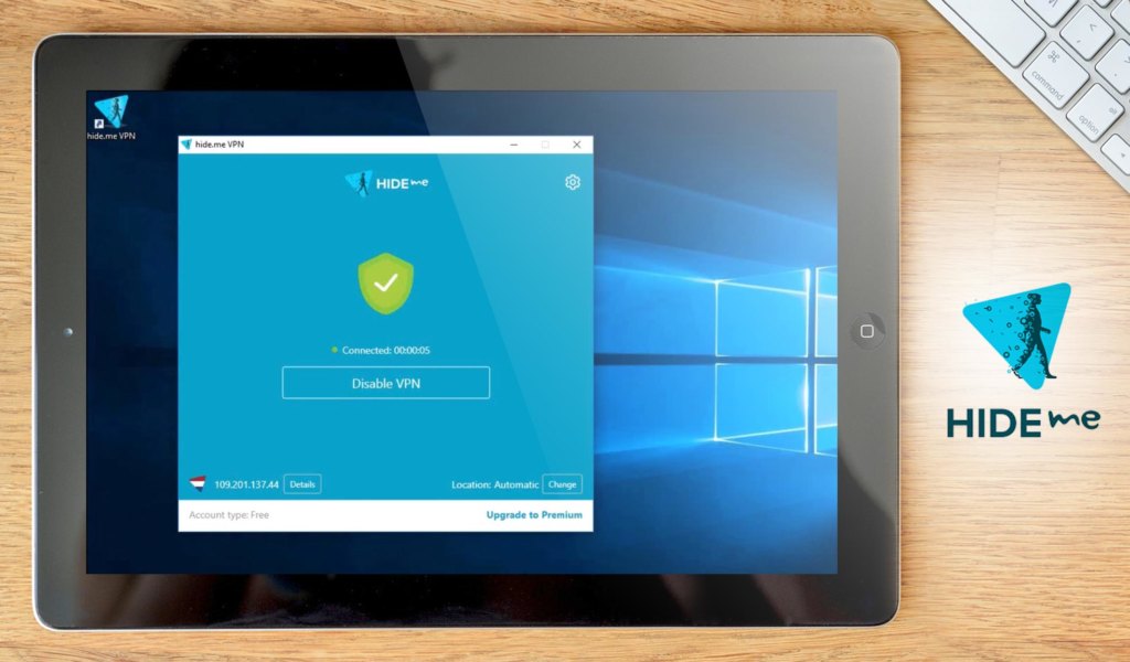 Hide.me dashboard example