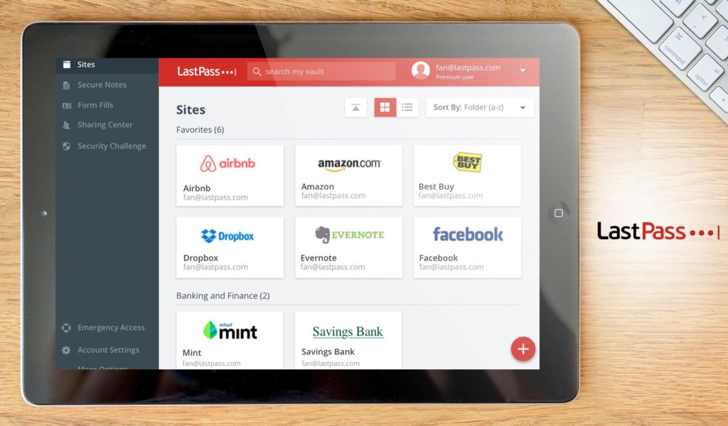 LastPass dashboard example