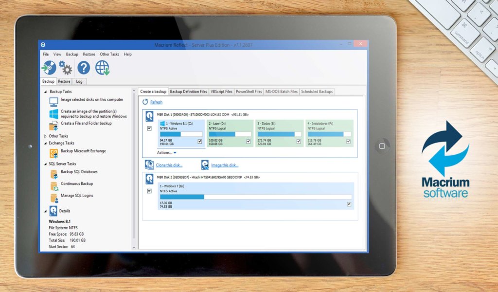 Macrium Reflect dashboard example