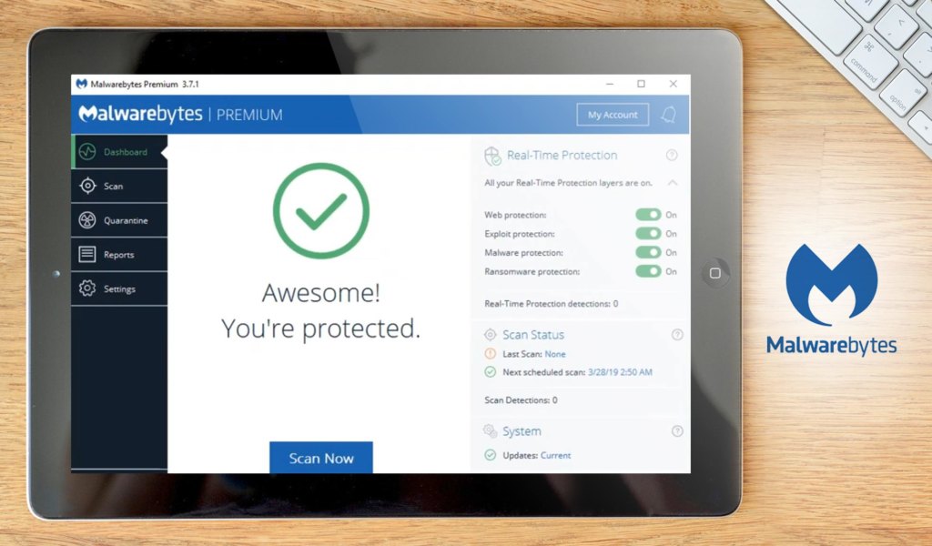 Malwarebytes dashboard example