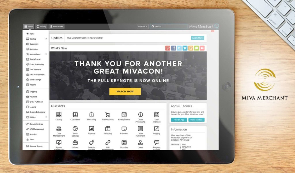 Miva Merchant dashboard