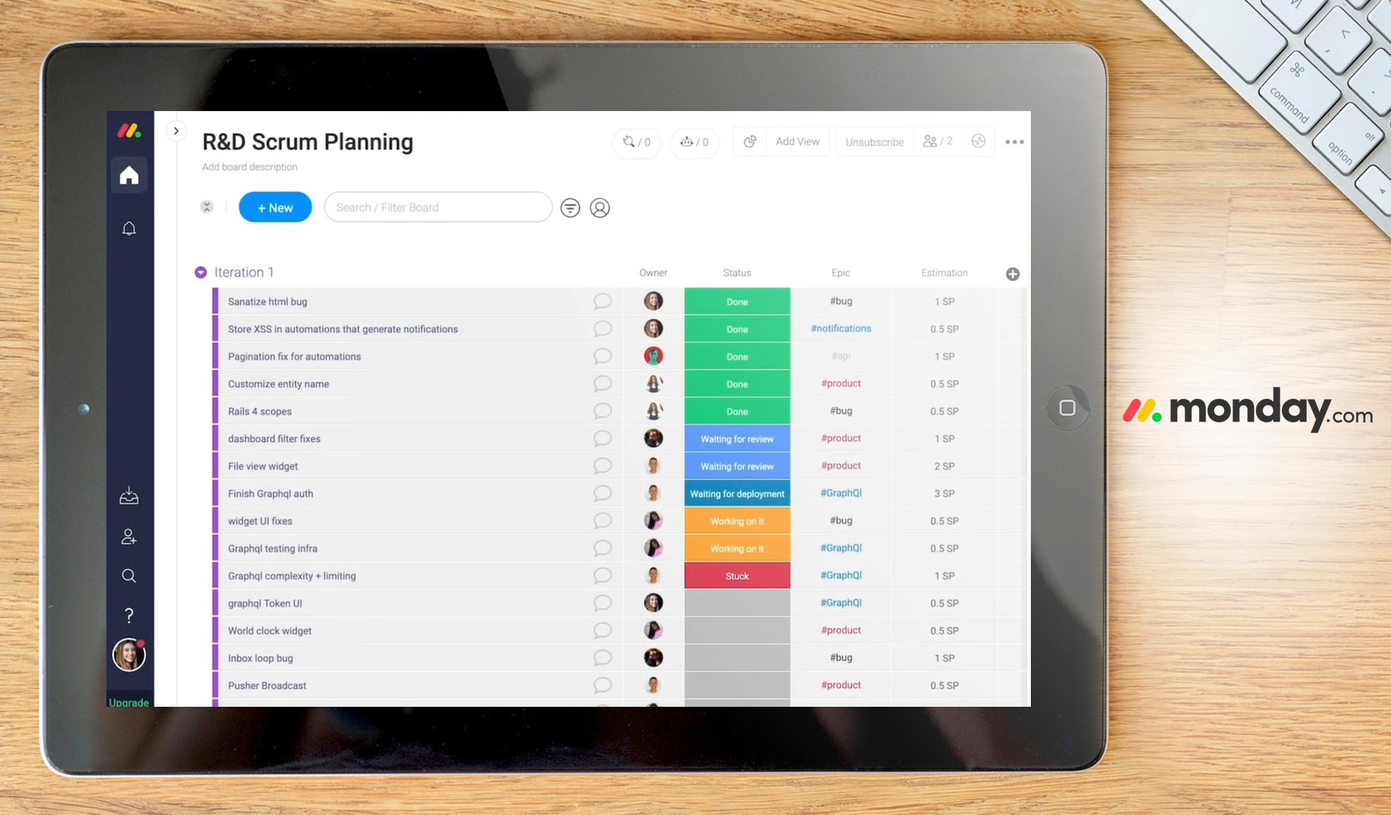 monday.com dashboard