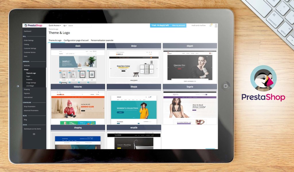 PrestaShop dashboard example