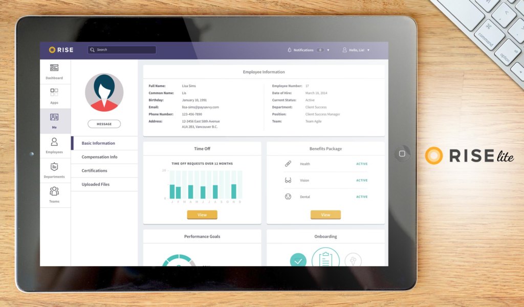 Iris Rise Lite dashboard example