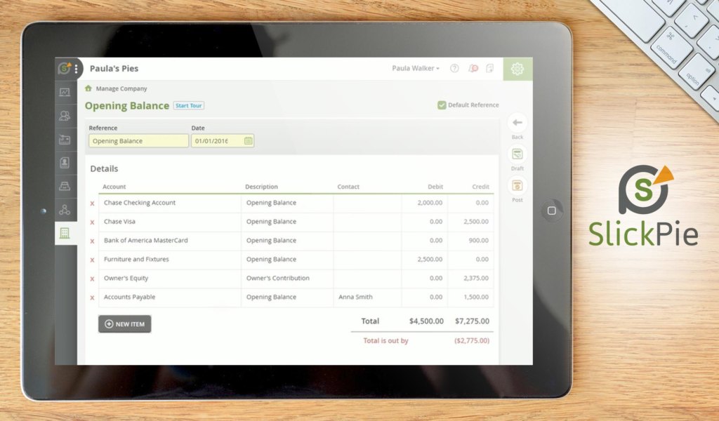 SlickPie dashboard example