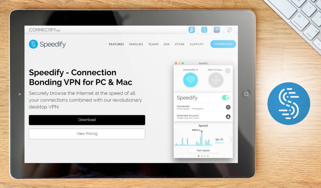 Speedify dashboard