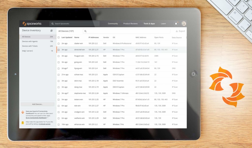 Spiceworks Security dashboard example