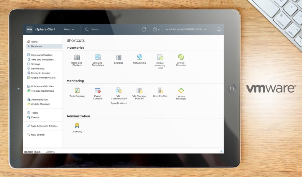 VMWare vCenter Server dashboard