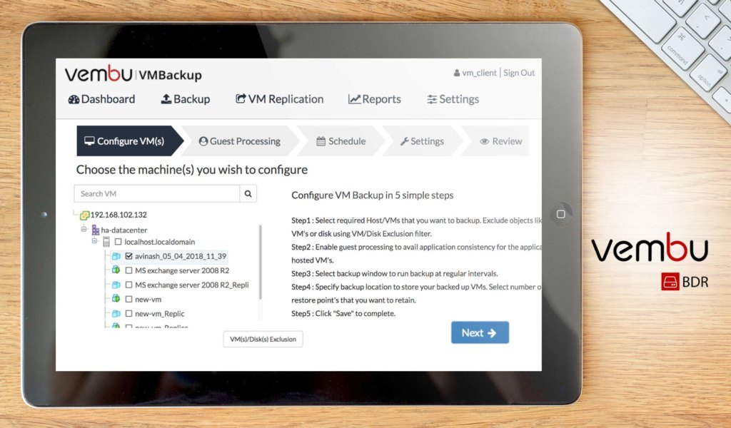 Vembu BDR Suite dashboard example