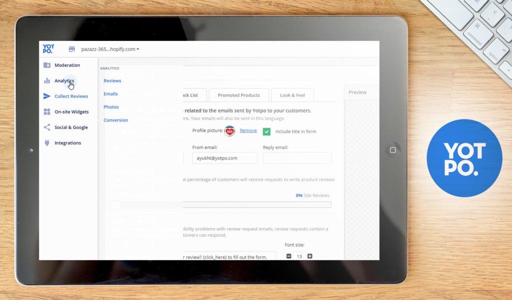 Yotpo dashboard example