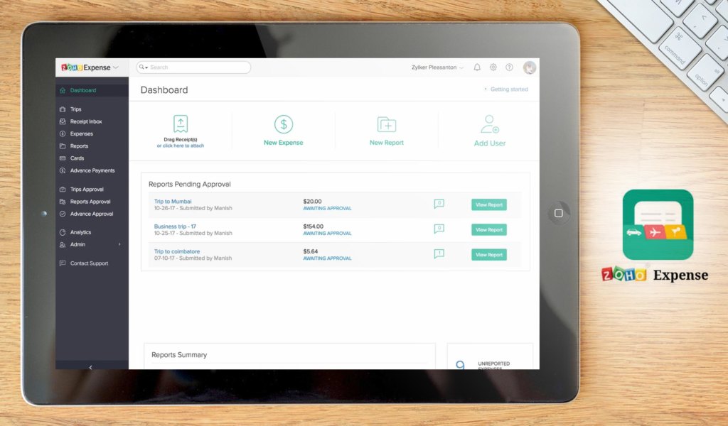 Zoho Expense dashboard