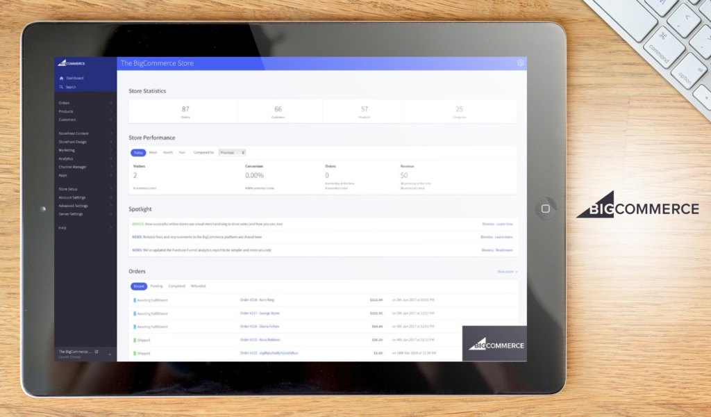 BigCommerce dashboard example