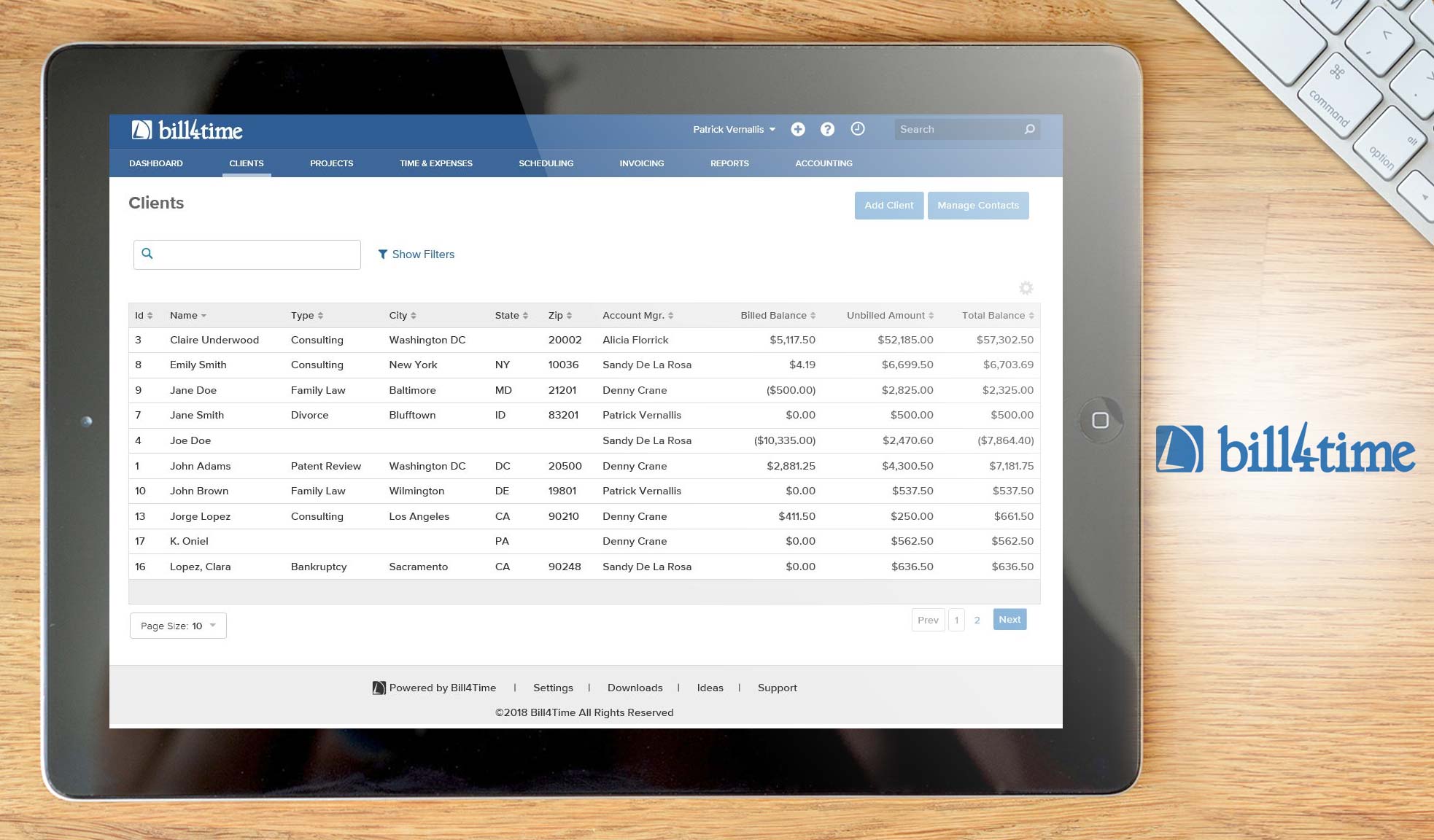Bill4Time dashboard