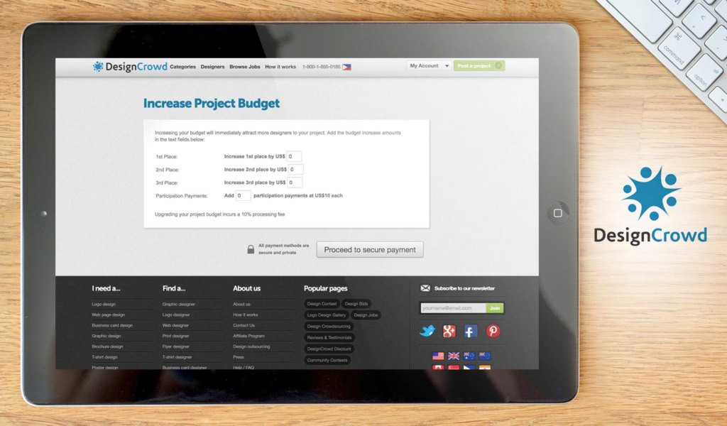 DesignCrowd dashboard