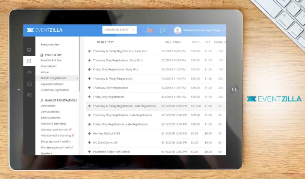 EVENTZILLA dashboard