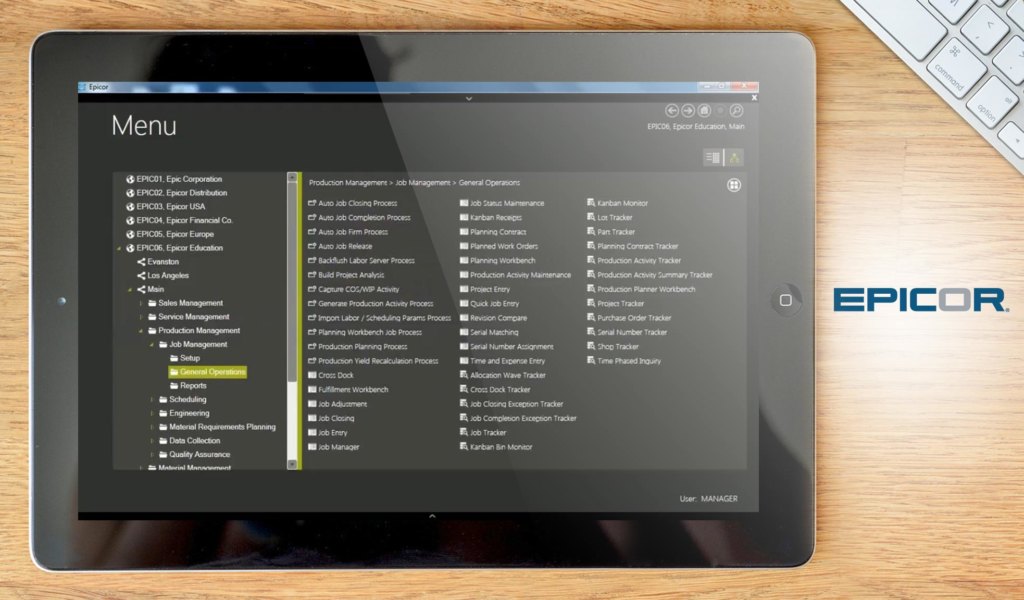 Epicor ERP dashboard example