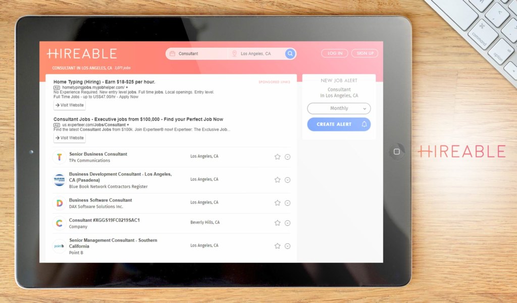 Hireable.com dashboard