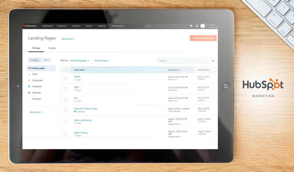HubSpot Marketing dashboard example