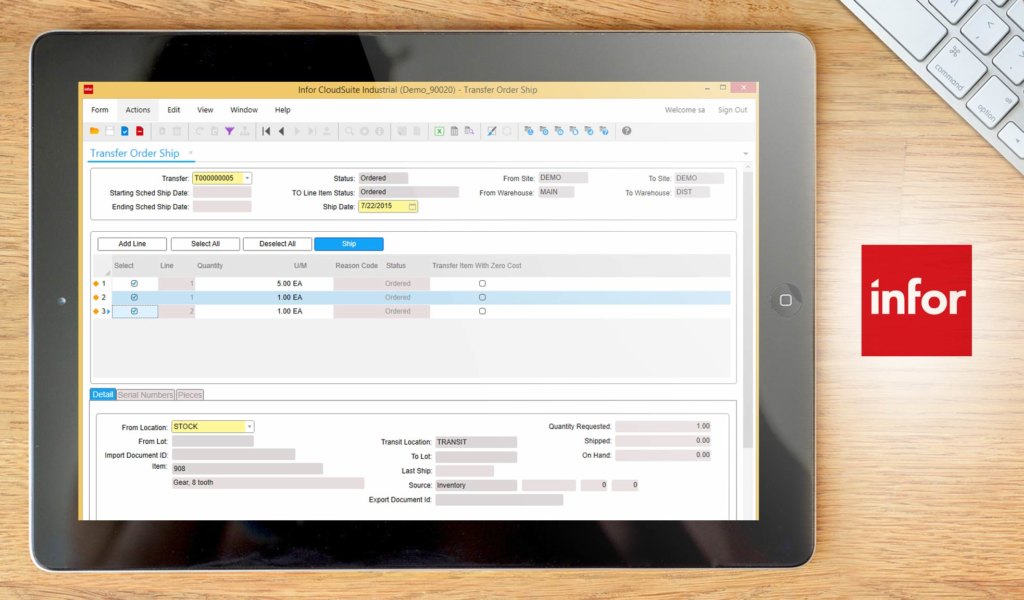Infor PLM Discrete dashboard example