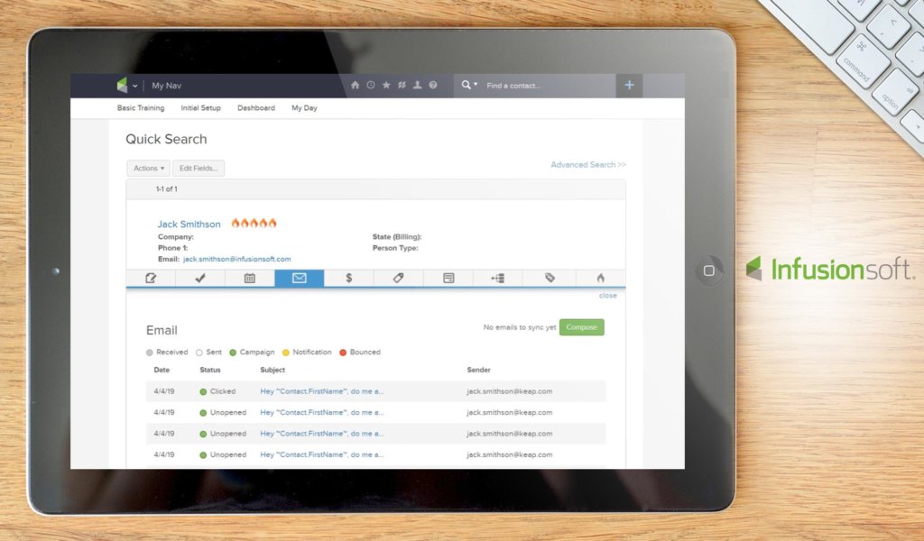 Infusionsoft dashboard example