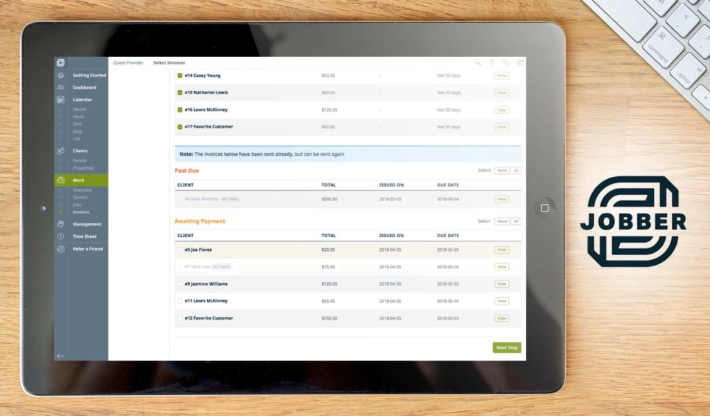 Jobber dashboard
