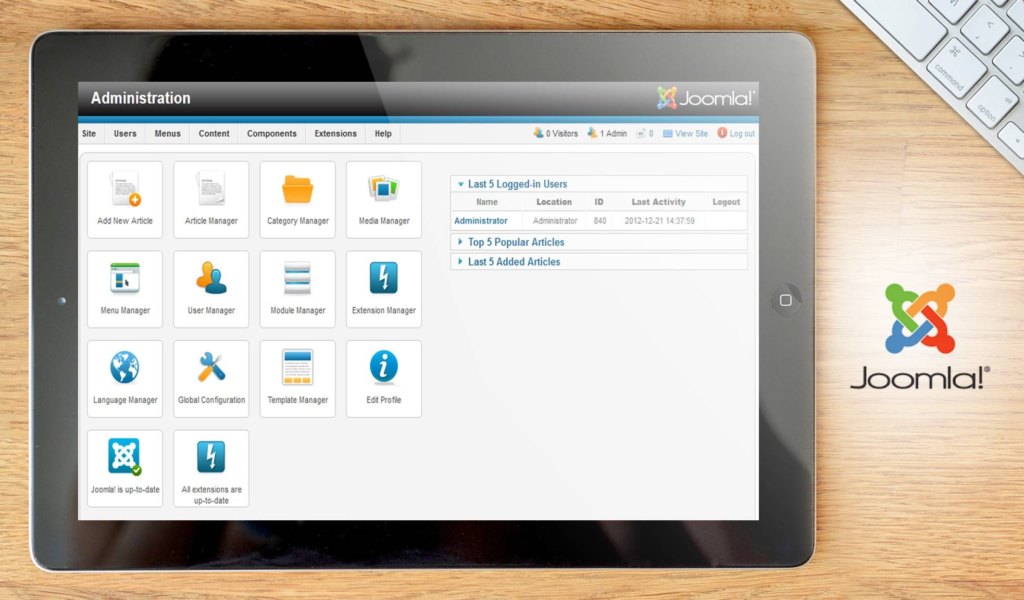 Joomla dashboard