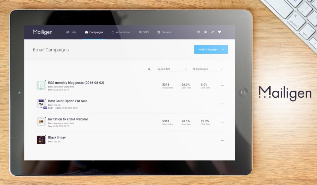 Mailigen dashboard example