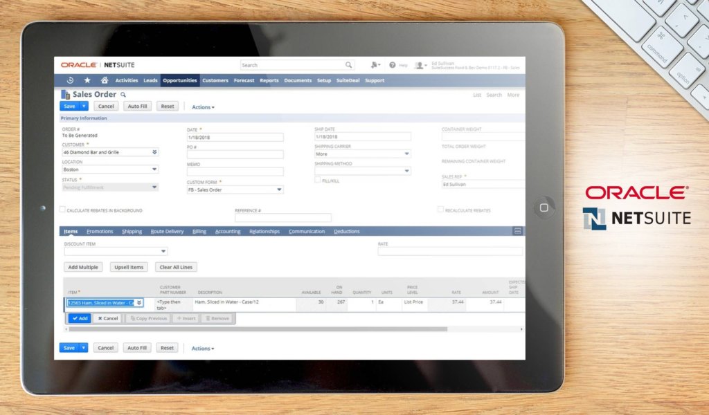 NetSuite ERP dashboard example
