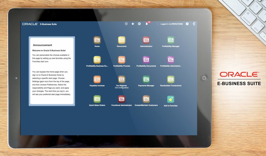Oracle E-Business Suite dashboard example