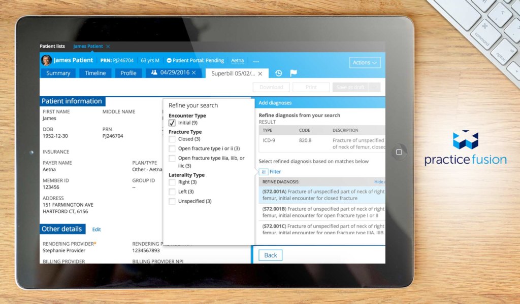 Practice Fusion dashboard example
