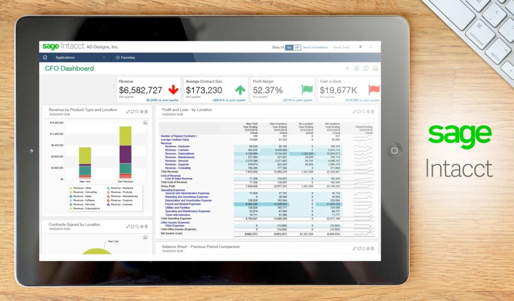 Sage Intacct dashboard example