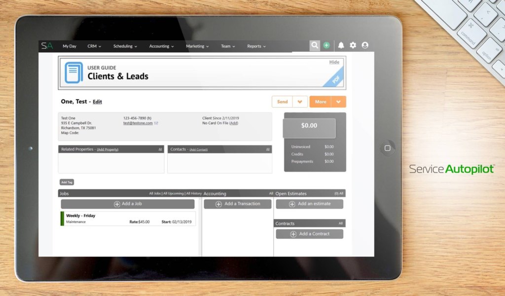 Service Autopilot dashboard example