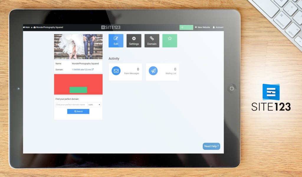 SITE123 dashboard example