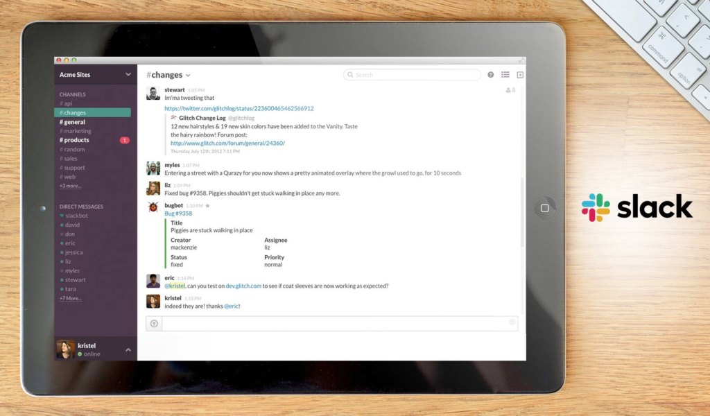 Slack dashboard