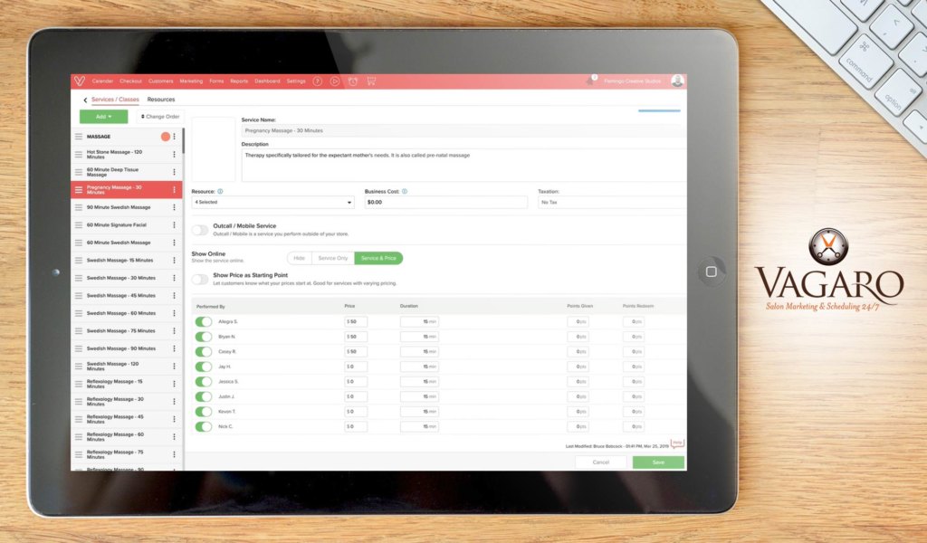 Vagaro dashboard example
