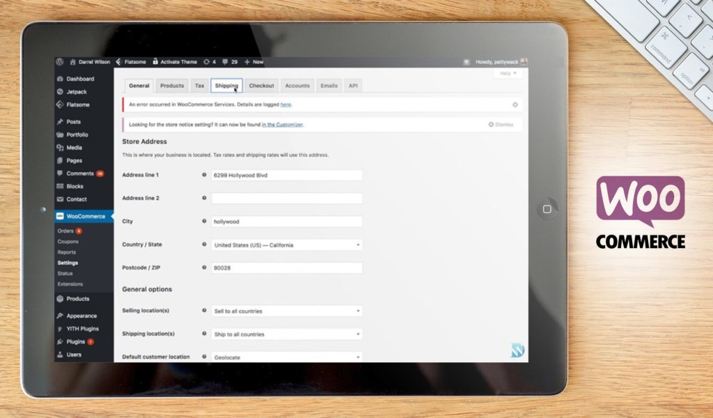 WooCommerce dashboard example
