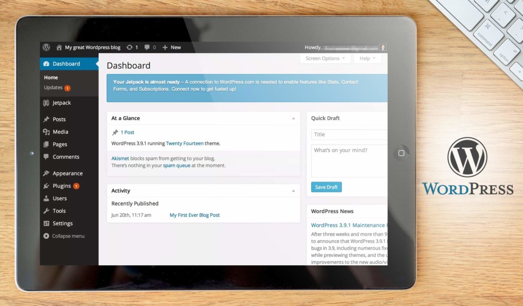WordPress dashboard
