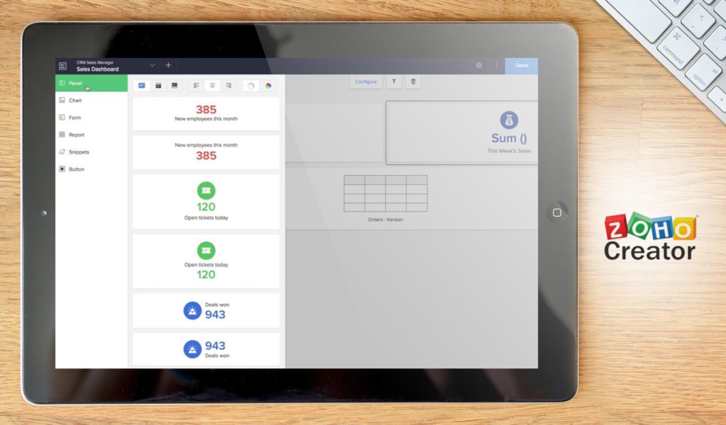 Zoho Creator dashboard