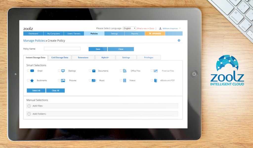 Zoolz Intelligent Cloud dashboard