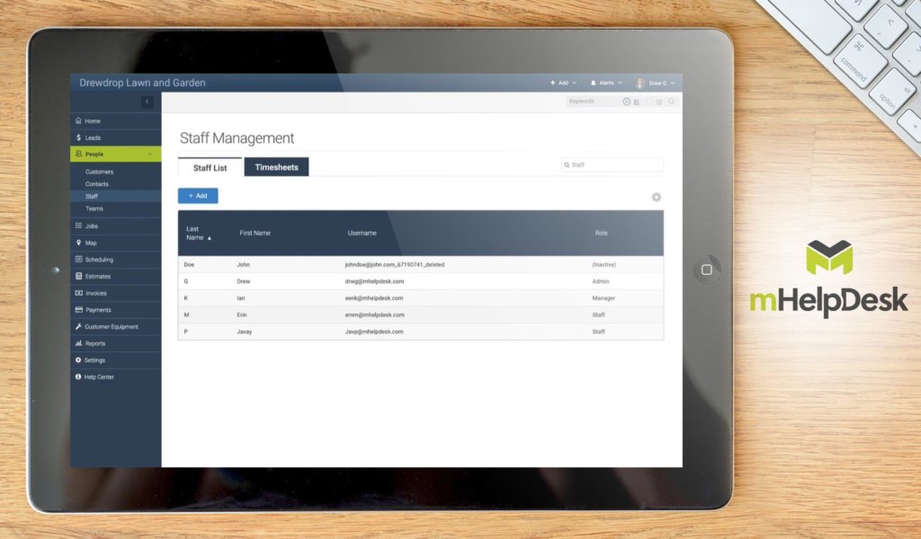 mHelpDesk dashboard example